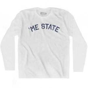 Alabama 'Me State Nickname Adult Cotton Long Sleeve T-shirt - White Alabama 'Me State Nickname Adult Cotton Long Sleeve T-shirt - White