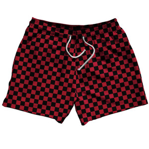 Black & Red Checkerboard 5" Swim Shorts Made in USA - Black & Red Black & Red Checkerboard 5" Swim Shorts Made in USA - Black & Red