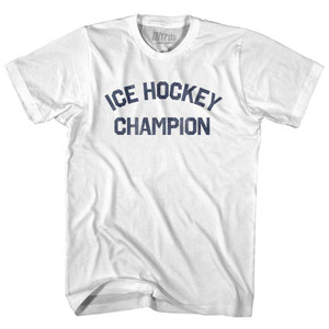 Ice Hockey Champion Adult Cotton T-shirt - White