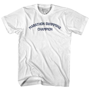 Marathon Swimming Champion Womens Cotton Junior Cut T-Shirt - White Marathon Swimming Champion Womens Cotton Junior Cut T-Shirt - White