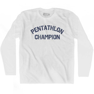 Pentathlon Champion Adult Cotton Long Sleeve T-shirt - White Pentathlon Champion Adult Cotton Long Sleeve T-shirt - White
