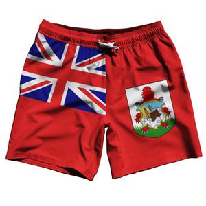 Bermuda Country Flag 7.5" Swim Shorts Made in USA - Red Green Bermuda Country Flag 7.5" Swim Shorts Made in USA - Red Green