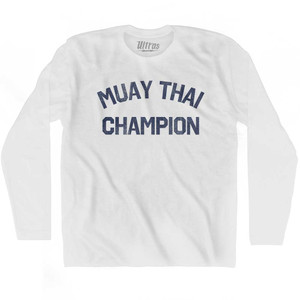 Muay Thai Champion Adult Cotton Long Sleeve T-shirt - White