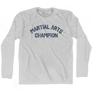 Martial Arts Champion Adult Cotton Long Sleeve T-shirt - Grey Heather