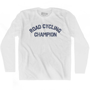 Road Cycling Champion Adult Cotton Long Sleeve T-shirt - White Road Cycling Champion Adult Cotton Long Sleeve T-shirt - White