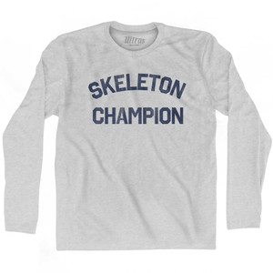 Skeleton Champion Adult Cotton Long Sleeve T-shirt - Grey Heather