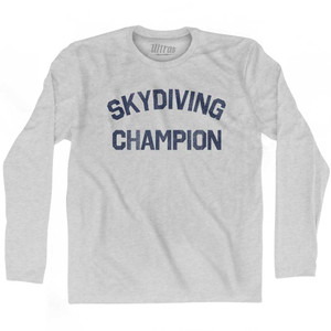 Skydiving Champion Adult Cotton Long Sleeve T-shirt - Grey Heather Skydiving Champion Adult Cotton Long Sleeve T-shirt - Grey Heather