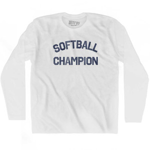 Softball Champion Adult Cotton Long Sleeve T-shirt - White