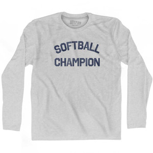 Softball Champion Adult Cotton Long Sleeve T-shirt - Grey Heather Softball Champion Adult Cotton Long Sleeve T-shirt - Grey Heather