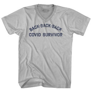 Back Back Back Covid Survivor Adult Tri-Blend V-neck T-shirt - Cool Grey Back Back Back Covid Survivor Adult Tri-Blend V-neck T-shirt - Cool Grey