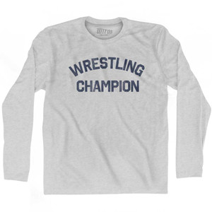 Wrestling Champion Adult Cotton Long Sleeve T-shirt - Grey Heather Wrestling Champion Adult Cotton Long Sleeve T-shirt - Grey Heather