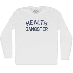 Health Gangster Adult Cotton Long Sleeve T-shirt - White