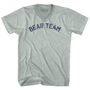 Bear Team Adult Tri-Blend V-neck T-shirt-Athletic Cool Grey