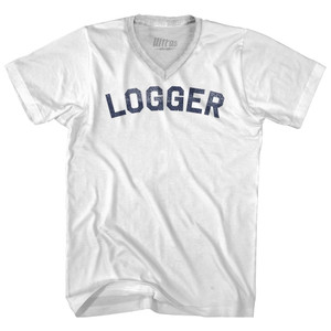 Logger Adult Tri-Blend V-neck T-shirt - White