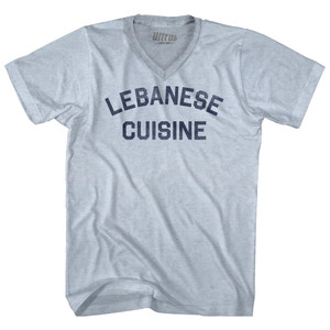 Lebanese Cuisine Adult Tri-Blend V-neck T-shirt - Athletic White