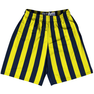 Navy Blue & Canary Yellow Vertical Stripe Lacrosse Shorts Made In USA by Tribe Lacrosse Navy Blue & Canary Yellow Vertical Stripe Lacrosse Shorts Made In USA by Tribe Lacrosse