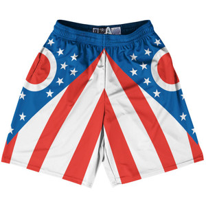 Ohio US State Flag Lacrosse Shorts Made In USA by Lacrosse Shorts Ohio US State Flag Lacrosse Shorts Made In USA by Lacrosse Shorts