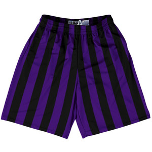 Purple Violet Laker & Black Vertical Stripe Lacrosse Shorts Made In USA by Tribe Lacrosse Purple Violet Laker & Black Vertical Stripe Lacrosse Shorts Made In USA by Tribe Lacrosse