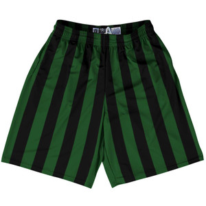 Hunter Green & Black Vertical Stripe Lacrosse Shorts Made In USA by Tribe Lacrosse