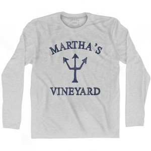 Massachusetts Martha's Vineyard Trident Adult Cotton Long Sleeve T-Shirt by Life on the Strand Massachusetts Martha's Vineyard Trident Adult Cotton Long Sleeve T-Shirt by Life on the Strand
