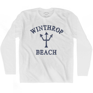 Massachusetts Winthrop Beach Trident Adult Cotton Long Sleeve T-Shirt by Life on the Strand