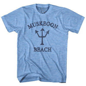 Michigan Muskegon Beach Trident Adult Tri-Blend T-Shirt by Life on the Strand Michigan Muskegon Beach Trident Adult Tri-Blend T-Shirt by Life on the Strand