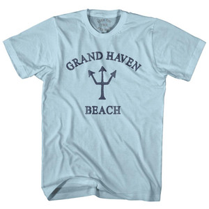 Michigan Grand Haven Beach Trident Adult Cotton T-Shirt by Life on the Strand