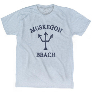 Michigan Muskegon Beach Trident Adult Tri-Blend T-Shirt by Life on the Strand Michigan Muskegon Beach Trident Adult Tri-Blend T-Shirt by Life on the Strand