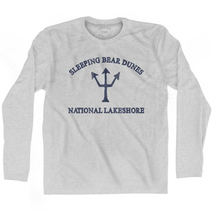 Michigan Sleeping Bear Dunes National Lakeshore Trident Adult Cotton Long Sleeve T-Shirt - Grey Heather Michigan Sleeping Bear Dunes National Lakeshore Trident Adult Cotton Long Sleeve T-Shirt - Grey Heather