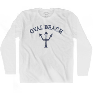 Michigan Oval Beach Trident Adult Cotton Long Sleeve T-Shirt by Life on the Strand
