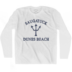 Michigan Saugatuck Dunes Beach Trident Adult Cotton Long Sleeve T-Shirt by Life on the Strand