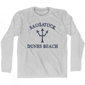 Michigan Saugatuck Dunes Beach Trident Adult Cotton Long Sleeve T-Shirt by Life on the Strand