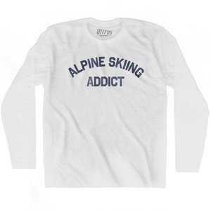 Alpine Skiing Addict Adult Cotton Long Sleeve T-shirt - White