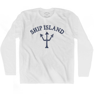 Mississippi Ship Island Trident Adult Cotton Long Sleeve T-Shirt by Life on the Strand
