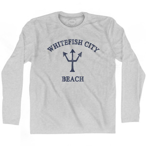 Montana Whitefish City Beach Trident Adult Cotton Long Sleeve T-Shirt by Ultras Montana Whitefish City Beach Trident Adult Cotton Long Sleeve T-Shirt by Ultras
