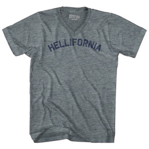 Hellifornia Adult Tri-Blend V-neck T-shirt - Athletic Grey