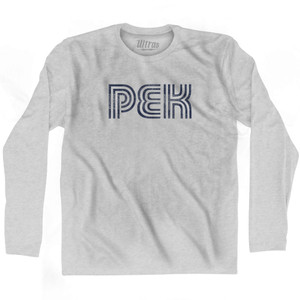 Beijing Airport PEK Adult Cotton Long Sleeve T-shirt - Grey Heather Beijing Airport PEK Adult Cotton Long Sleeve T-shirt - Grey Heather