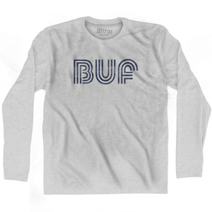 Buffalo Airport BUF Adult Cotton Long Sleeve T-shirt - Grey Heather Buffalo Airport BUF Adult Cotton Long Sleeve T-shirt - Grey Heather