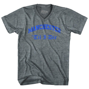 Manchester City Soccer Adult Tri-Blend V-Neck T-Shirt by Ultras Manchester City Soccer Adult Tri-Blend V-Neck T-Shirt by Ultras