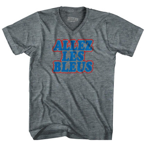 France ALLEZ Les Bleus Soccer Adult Tri-Blend V-neck T-shirt by Ultras