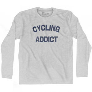 Cycling Addict Adult Cotton Long Sleeve T-shirt - Grey Heather