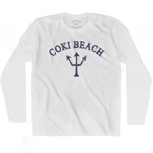 US Virgin Islands Coki Beach Trident Adult Cotton Long Sleeve T-Shirt by Ultras