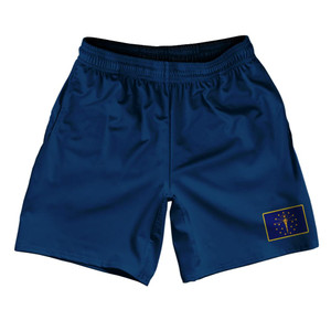 Indiana State Heritage Flag Athletic Running Fitness Exercise Shorts 7" Inseam Made in USA Shorts by Ultras Indiana State Heritage Flag Athletic Running Fitness Exercise Shorts 7" Inseam Made in USA Shorts by Ultras
