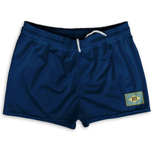 Delaware State Heritage Flag Shorty Short Gym Shorts 2.5" Inseam Made in USA by Ultras Delaware State Heritage Flag Shorty Short Gym Shorts 2.5" Inseam Made in USA by Ultras