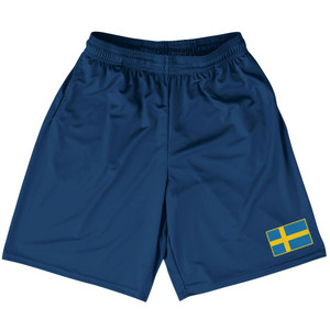 Sweden Country Heritage Flag Basketball Practice Shorts Made In USA by Ultras