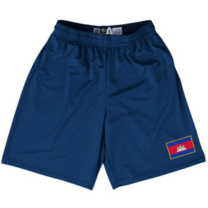 Cambodia Country Heritage Flag Lacrosse Shorts Made In USA by Ultras