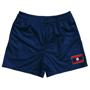 Laos Country Heritage Flag Rugby Shorts Made In USA by Ultras
