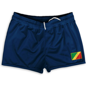 Congo Country Heritage Flag Shorty Short Gym Shorts 2.5" Inseam Made In USA by Ultras