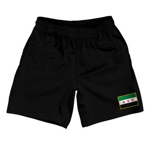Syria Country Heritage Flag Athletic Running Fitness Exercise Shorts 7" Inseam Made In USA Shorts by Ultras Syria Country Heritage Flag Athletic Running Fitness Exercise Shorts 7" Inseam Made In USA Shorts by Ultras