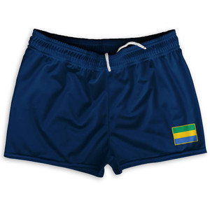 Gabon Country Heritage Flag Shorty Short Gym Shorts 2.5" Inseam Made In USA by Ultras